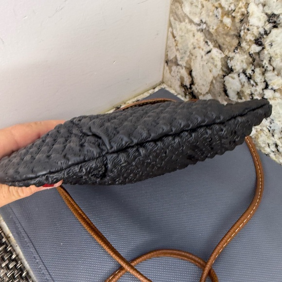 EUC Longchamp Mini Woven Leather Brown Black Crossbody Luxury Bag - Picture 5 of 10